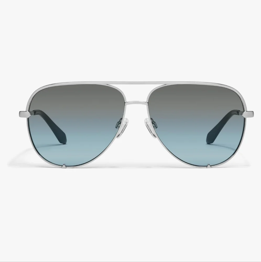 Quay High‎ Key unisex Aviator UV Protection silver wire frame Sunglasses new